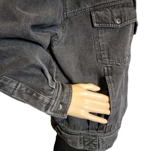 Carole Little Jacket Size 12 Gray Denim Tribal Aztec Western Knit Design - Picture 5 of 13